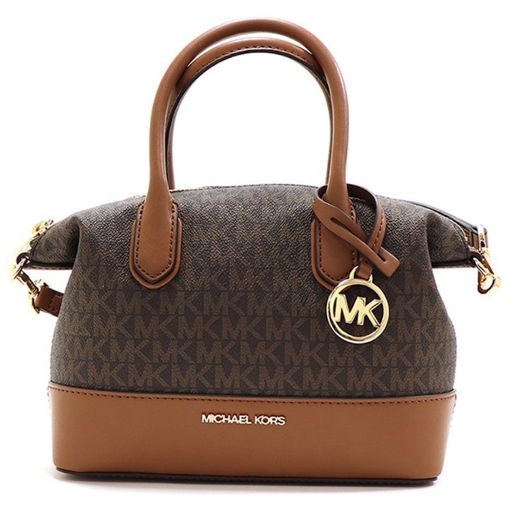 快速出貨!【Michael Kors】老花皮革兩用包-咖啡焦糖-4