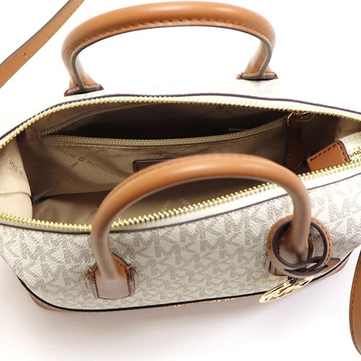 快速出貨！【Michael Kors】老花皮革兩用包-香草焦糖-1