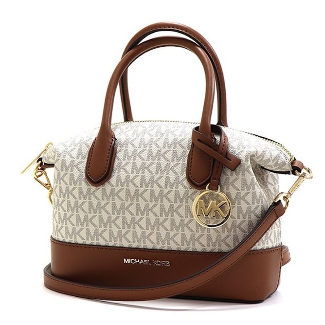 快速出貨！【Michael Kors】老花皮革兩用包-香草焦糖-2