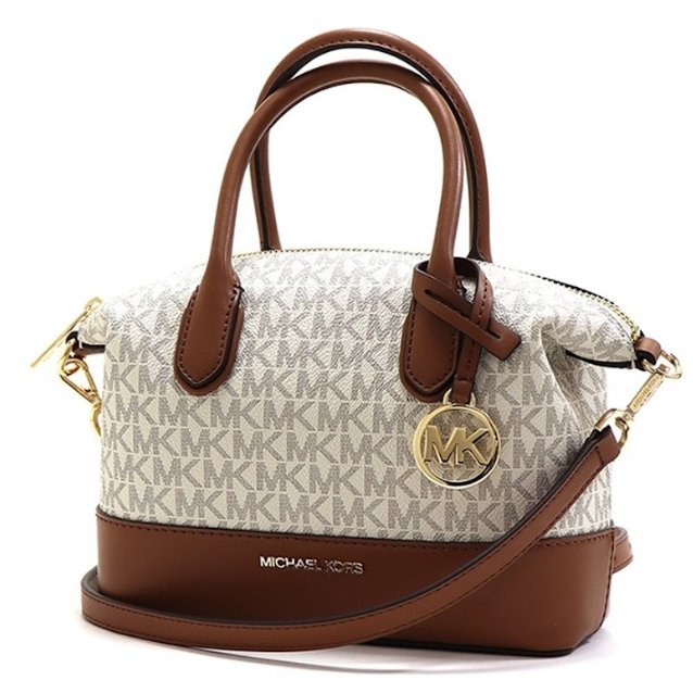 快速出貨！【Michael Kors】老花皮革兩用包-香草焦糖-4