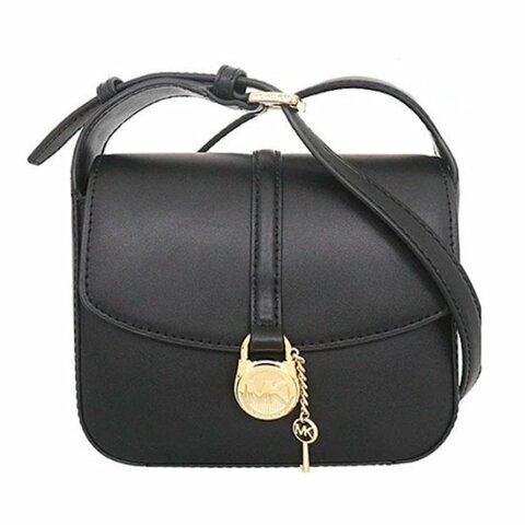 快速出貨！【Michael Kors】鎖頭翻蓋斜背包-黑