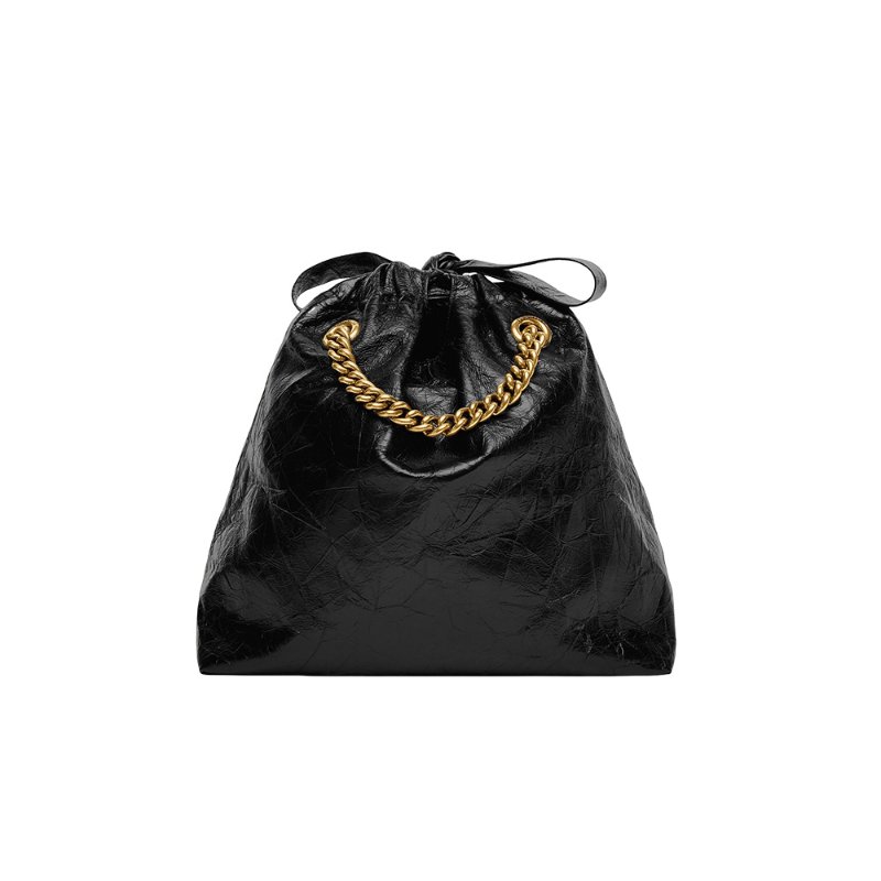 Balenciaga Crush Small Tote Drawstring Bag for Women in Black - 742942-210IT-1000-1