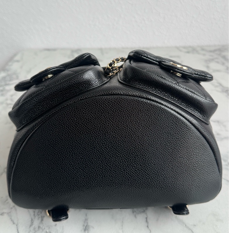 Chanel AS3860黑荔枝淡金雙C DUMA後背包小號-4