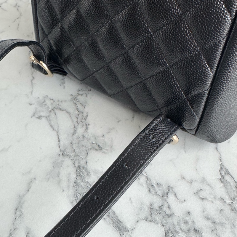 Chanel AS3860黑荔枝淡金雙C DUMA後背包小號-8