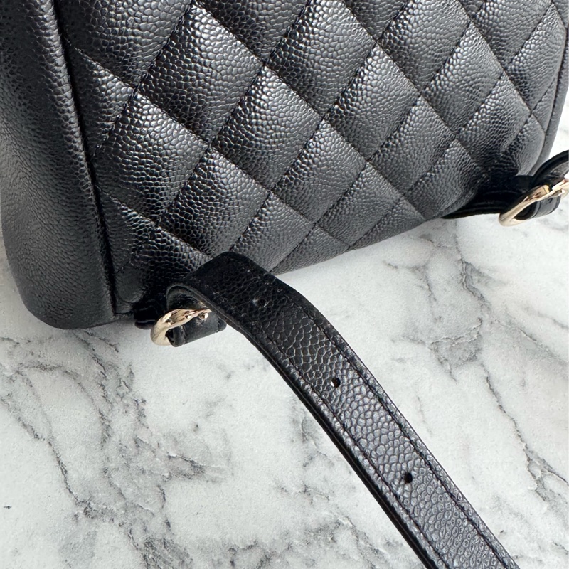 Chanel AS3860黑荔枝淡金雙C DUMA後背包小號-9