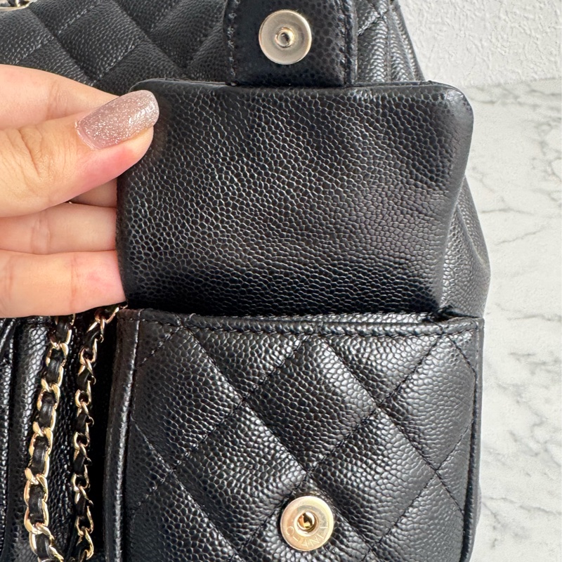 Chanel AS3860黑荔枝淡金雙C DUMA後背包小號-12