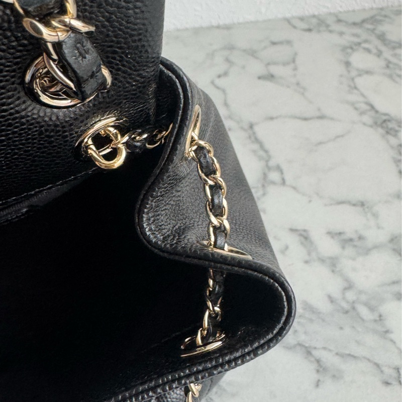 Chanel AS3860黑荔枝淡金雙C DUMA後背包小號-17