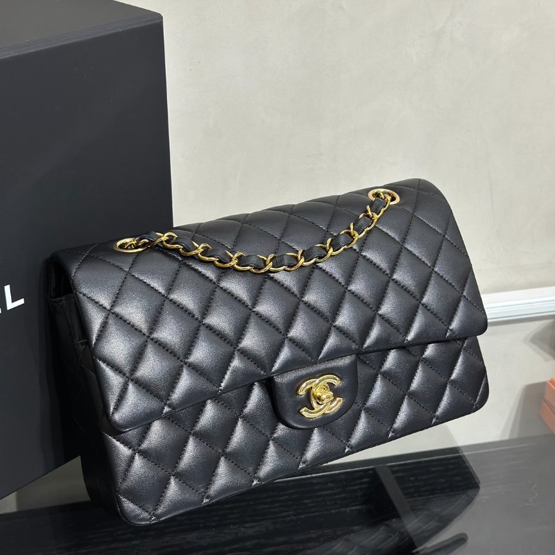 CHANEL 經典口蓋包 CF25 - 羊皮黑金-2