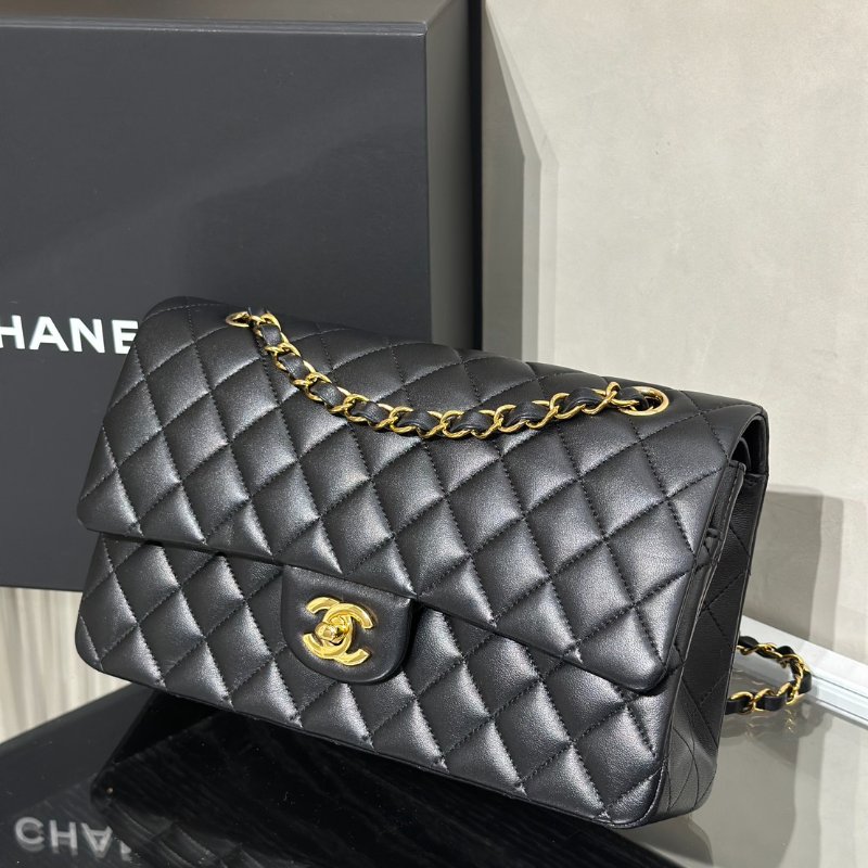 CHANEL 經典口蓋包 CF25 - 羊皮黑金-3