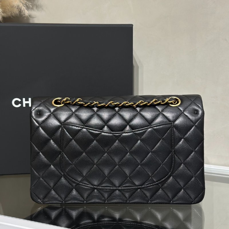 CHANEL 經典口蓋包 CF25 - 羊皮黑金-4