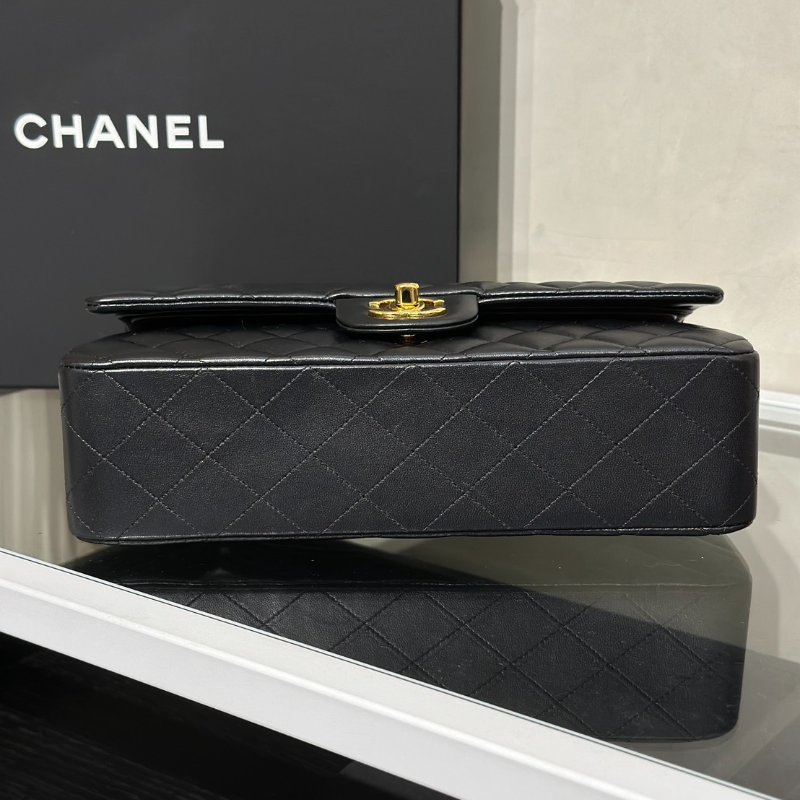 CHANEL 經典口蓋包 CF25 - 羊皮黑金-5