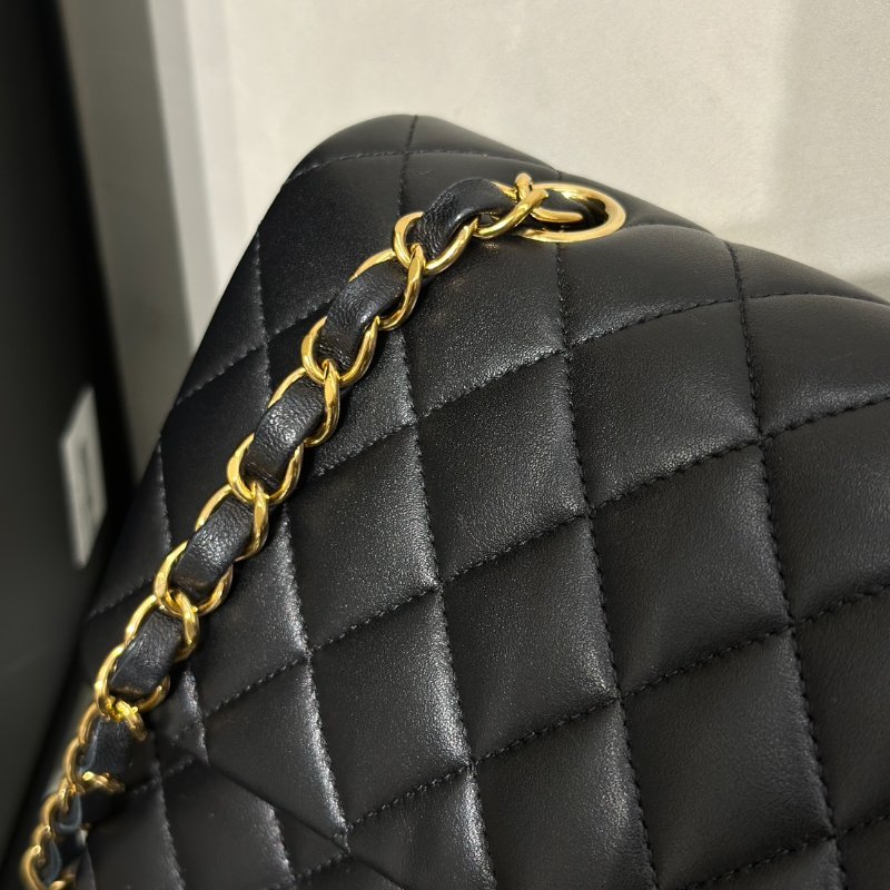 CHANEL 經典口蓋包 CF25 - 羊皮黑金-6