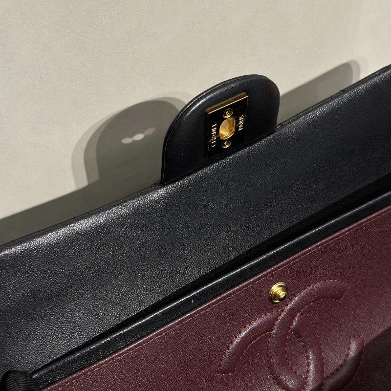 CHANEL 經典口蓋包 CF25 - 羊皮黑金-12