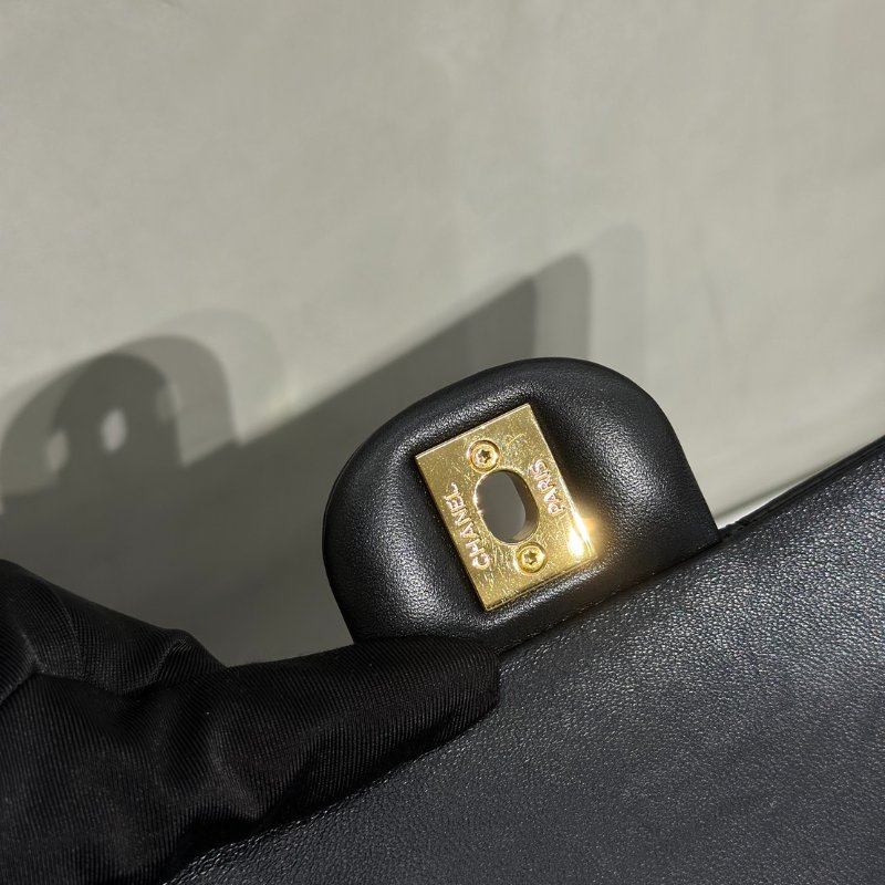 CHANEL 經典口蓋包 CF25 - 羊皮黑金-14