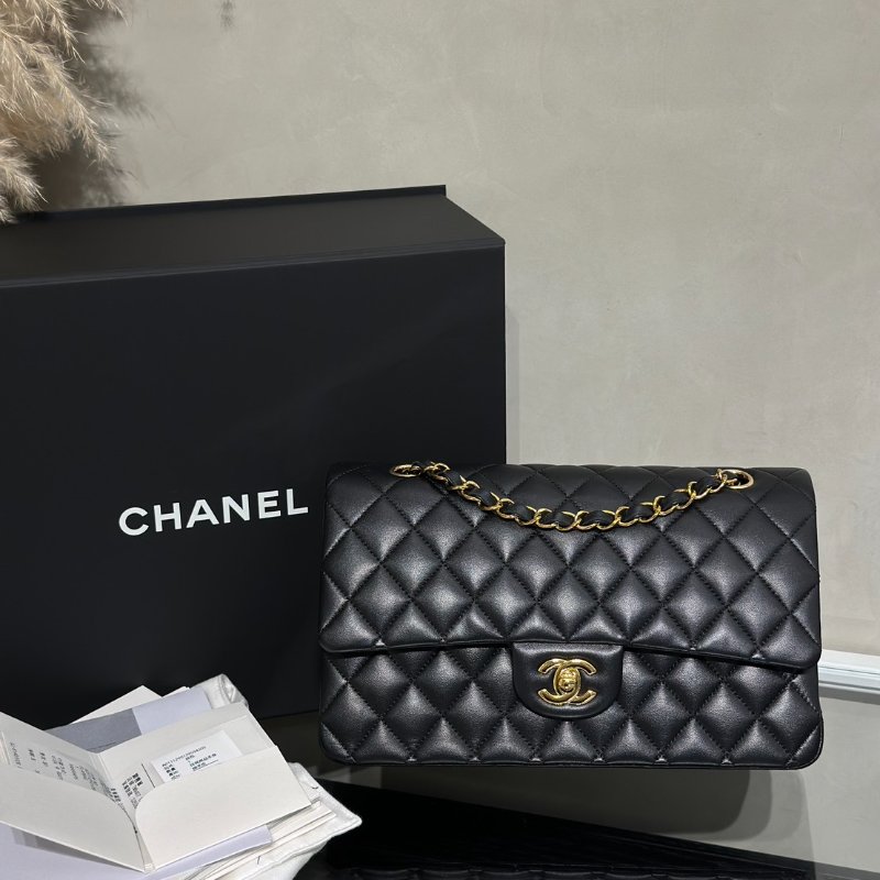 CHANEL 經典口蓋包 CF25 - 羊皮黑金-16