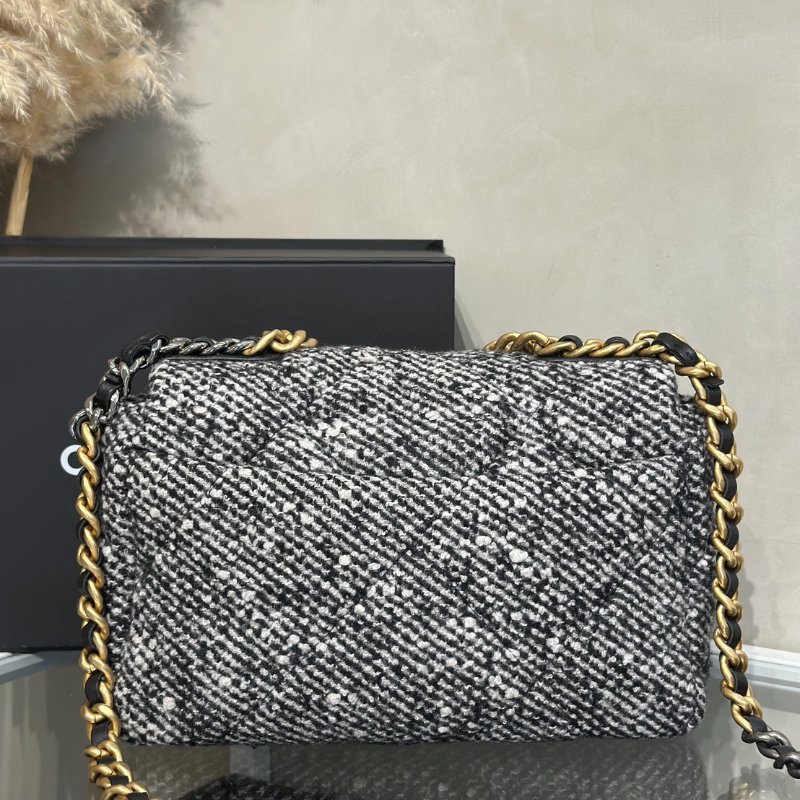 CHANEL 19 Bag 菱格紋手提肩背包 26 - 毛呢金-4