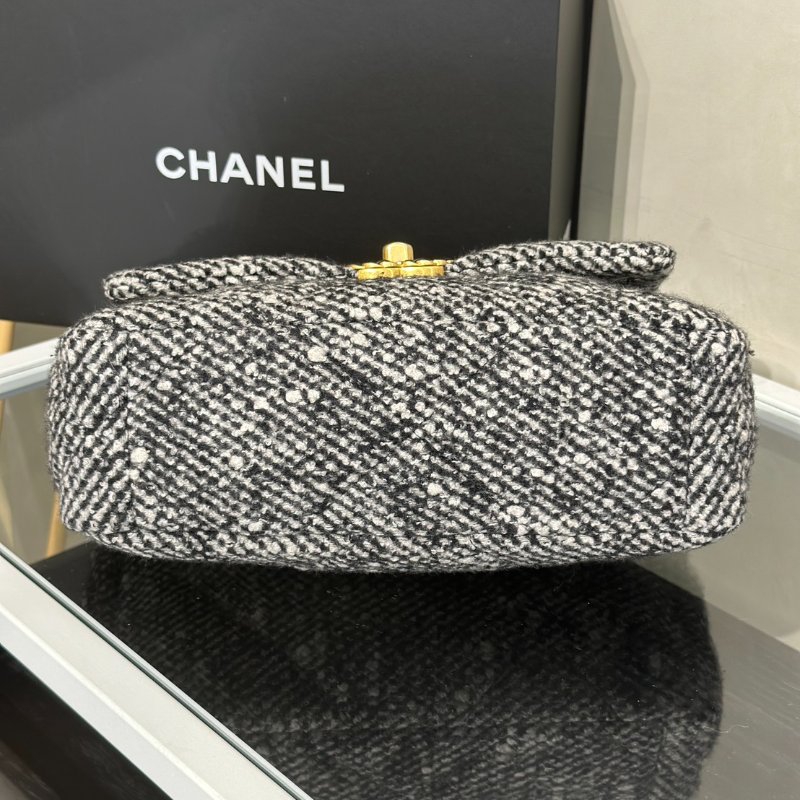CHANEL 19 Bag 菱格紋手提肩背包 26 - 毛呢金-5