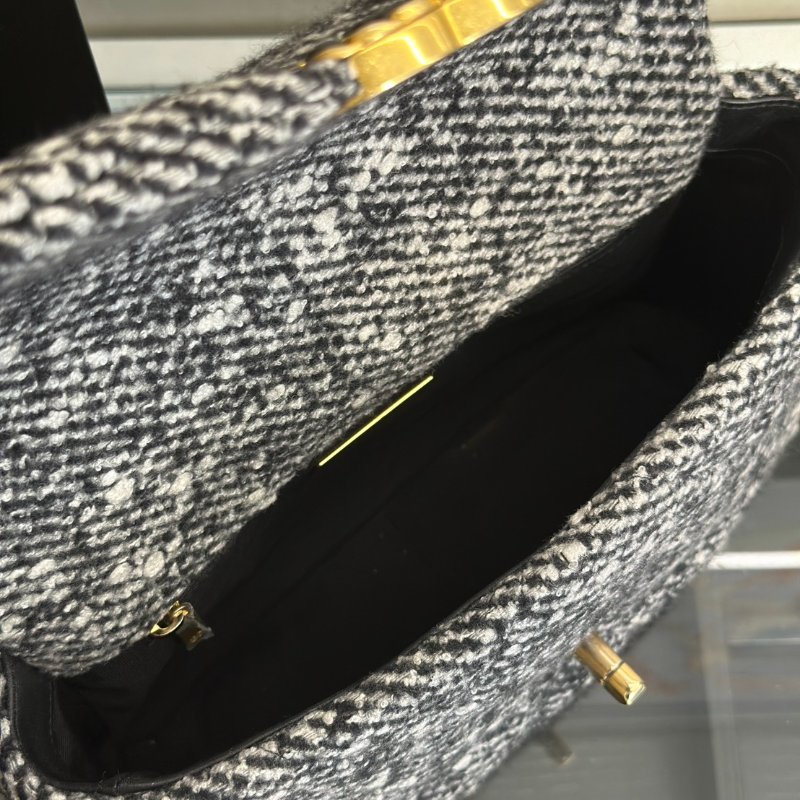 CHANEL 19 Bag 菱格紋手提肩背包 26 - 毛呢金-7