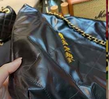 Chanel 22bag 後背包 黑金小號-4