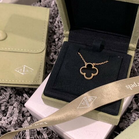 VCA Alhambra 18K黃金黑瑪瑙四葉草項鍊