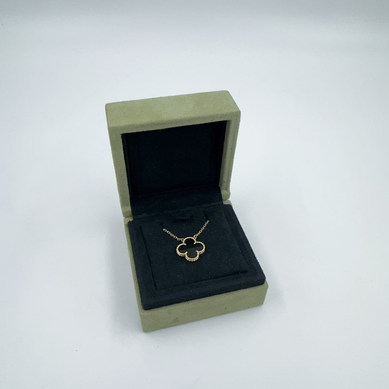 VCA Alhambra 18K黃金黑瑪瑙四葉草項鍊-1