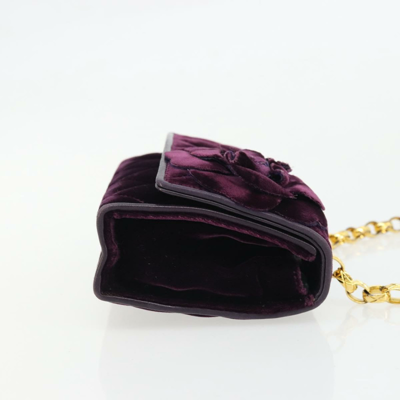 【日本直送】香奈兒 (CHANEL) 絎縫鏈條山茶花單背包 絲絨紫金色 CC 正品 YKZ1012V-2