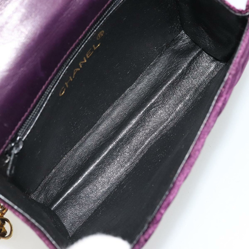 【日本直送】香奈兒 (CHANEL) 絎縫鏈條山茶花單背包 絲絨紫金色 CC 正品 YKZ1012V-9