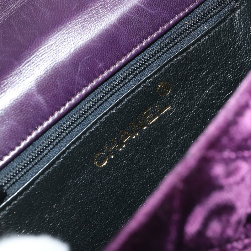 【日本直送】香奈兒 (CHANEL) 絎縫鏈條山茶花單背包 絲絨紫金色 CC 正品 YKZ1012V-18