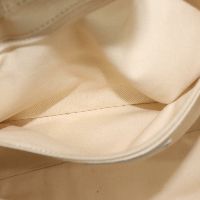 【日本直送】香奈兒鏈V形縫線單肩背包帆布米色銀色CC正品 YKZ1182A-20