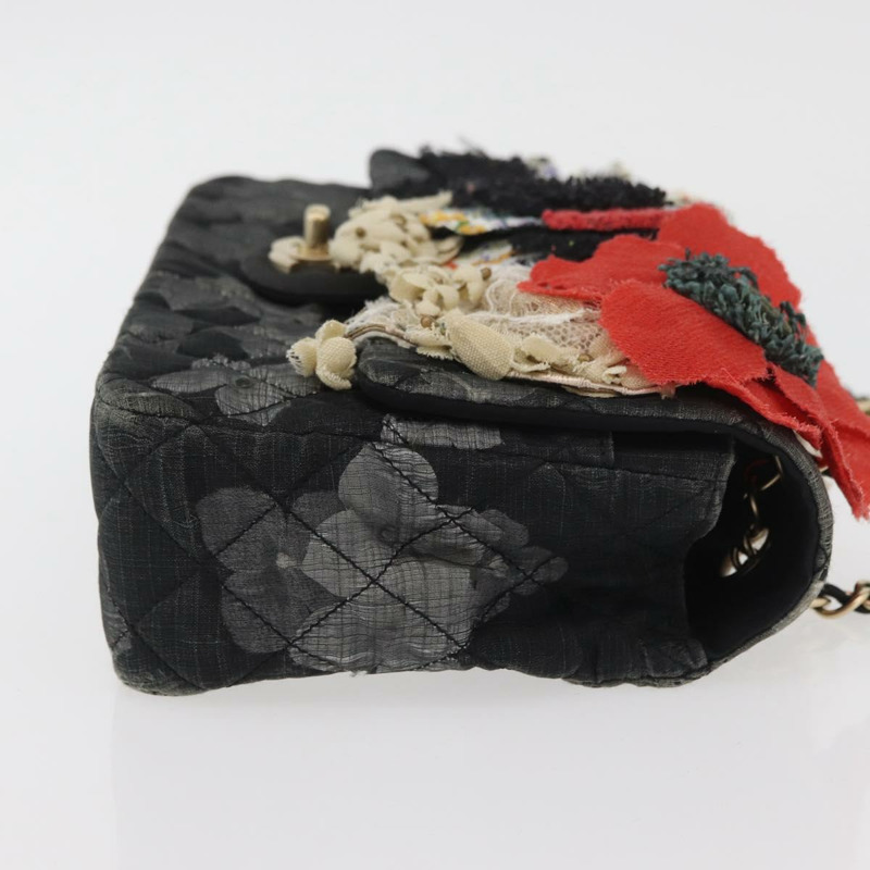 【日本直送】香奈兒 Matelasse 25 鏈條肩背包,棉質,金色/黑色,CC 標誌,正品 LNZ255SM-2