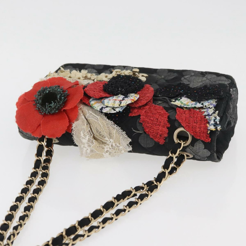 【日本直送】香奈兒 Matelasse 25 鏈條肩背包,棉質,金色/黑色,CC 標誌,正品 LNZ255SM-5