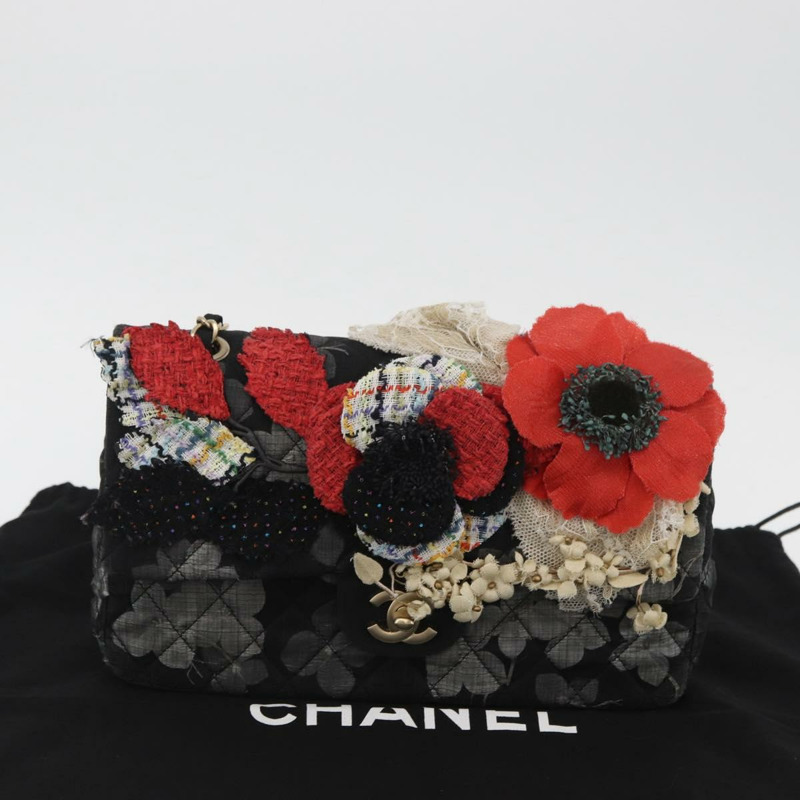 【日本直送】香奈兒 Matelasse 25 鏈條肩背包,棉質,金色/黑色,CC 標誌,正品 LNZ255SM-11