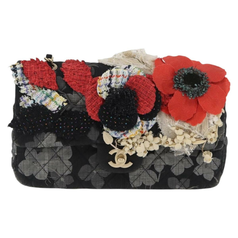 【日本直送】香奈兒 Matelasse 25 鏈條肩背包,棉質,金色/黑色,CC 標誌,正品 LNZ255SM-12