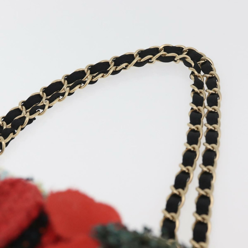 【日本直送】香奈兒 Matelasse 25 鏈條肩背包,棉質,金色/黑色,CC 標誌,正品 LNZ255SM-13