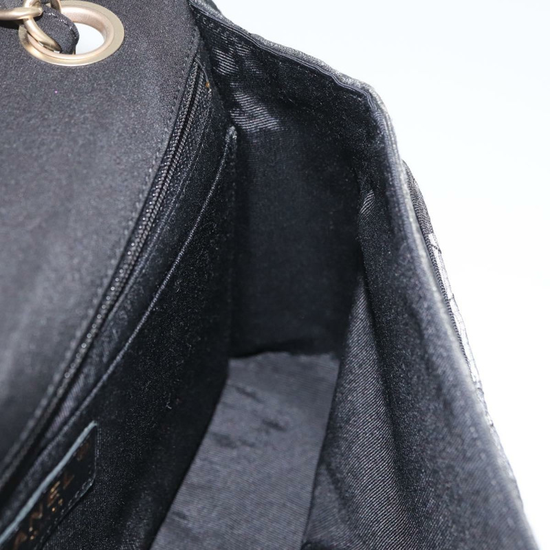 【日本直送】香奈兒 Matelasse 25 鏈條肩背包,棉質,金色/黑色,CC 標誌,正品 LNZ255SM-23