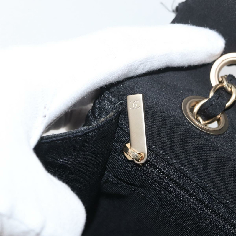 【日本直送】香奈兒 Matelasse 25 鏈條肩背包,棉質,金色/黑色,CC 標誌,正品 LNZ255SM-25