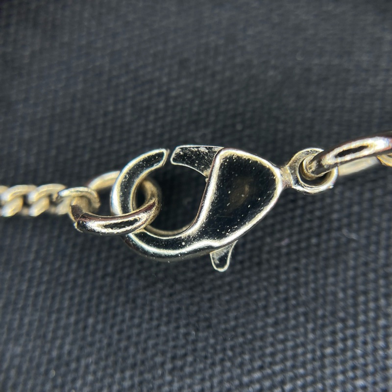 CHANEL香奈兒淡金色金屬水鑽雙C 珍珠吊墜項鍊毛衣鏈-6