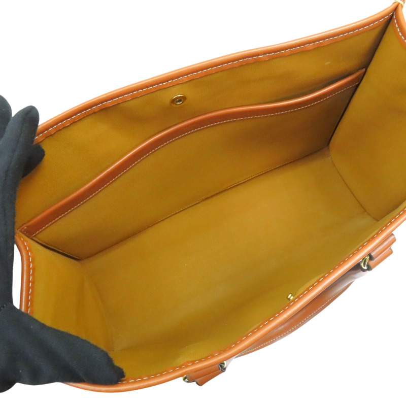 棕色 PVC塗層帆布/牛皮 Cabas 兩用包【CELINE 賽琳】 199742BZJ-2