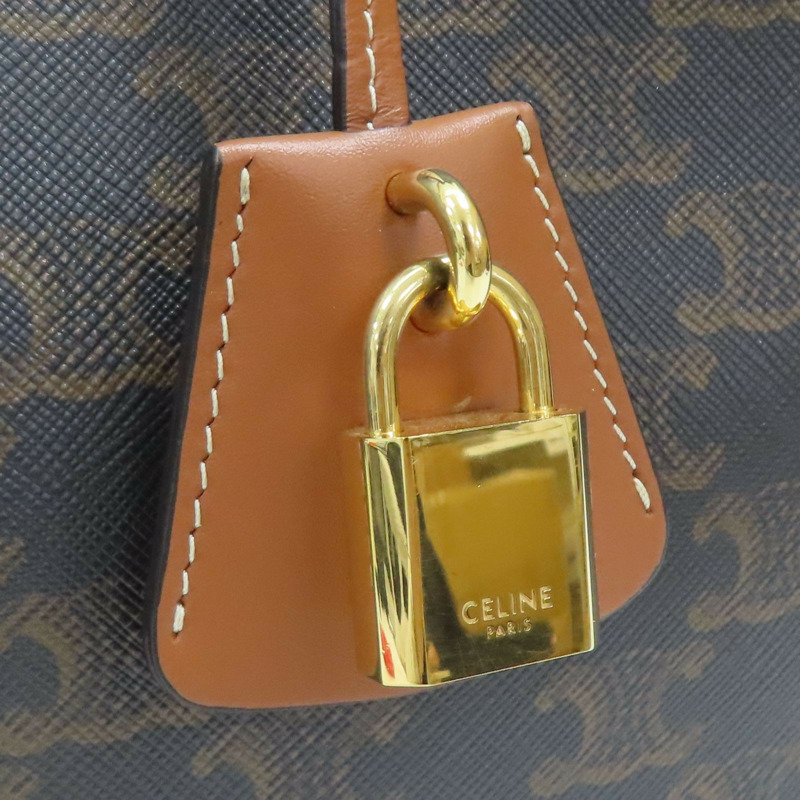 棕色 PVC塗層帆布/牛皮 Cabas 兩用包【CELINE 賽琳】 199742BZJ-6