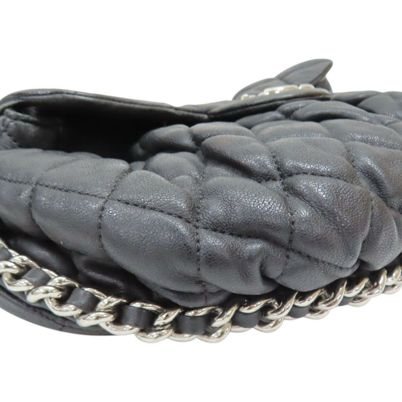 黑色 牛皮 鏈帶肩背包 (無卡) 銀釦【CHANEL 香奈兒】 A49914-9