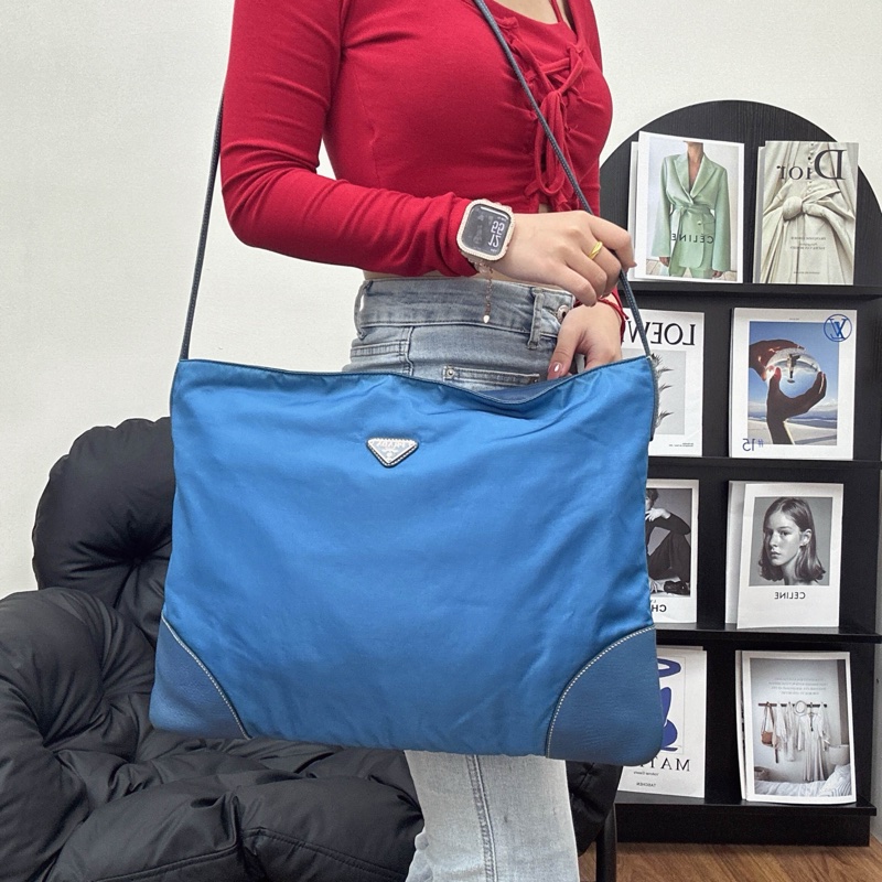 【赫蒂國際精品】PRADA 寶藍色托特包 vintage-2