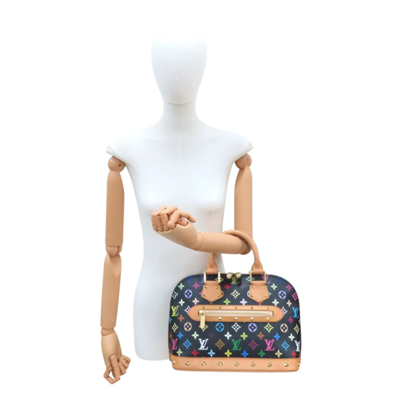 黑彩 帆布 鉚釘Alma貝殼包 手提包 村上隆聯名【LOUIS VUITTON LV 路易威登】 M92646-7