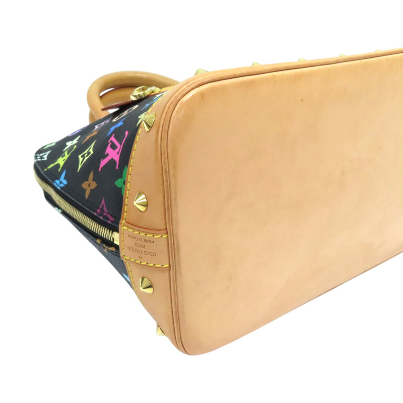 黑彩 帆布 鉚釘Alma貝殼包 手提包 村上隆聯名【LOUIS VUITTON LV 路易威登】 M92646-9