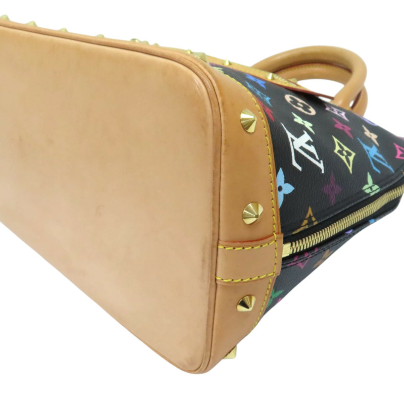 黑彩 帆布 鉚釘Alma貝殼包 手提包 村上隆聯名【LOUIS VUITTON LV 路易威登】 M92646-10