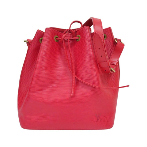 紅色 EPI 水波紋 牛皮 Petit Noe 水桶包 肩背包【LOUIS VUITTON LV 路易威登】 M59017