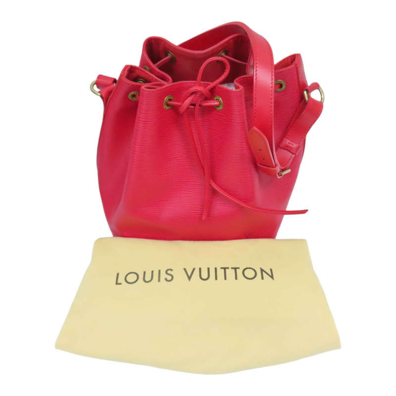 紅色 EPI 水波紋 牛皮 Petit Noe 水桶包 肩背包【LOUIS VUITTON LV 路易威登】 M59017-9