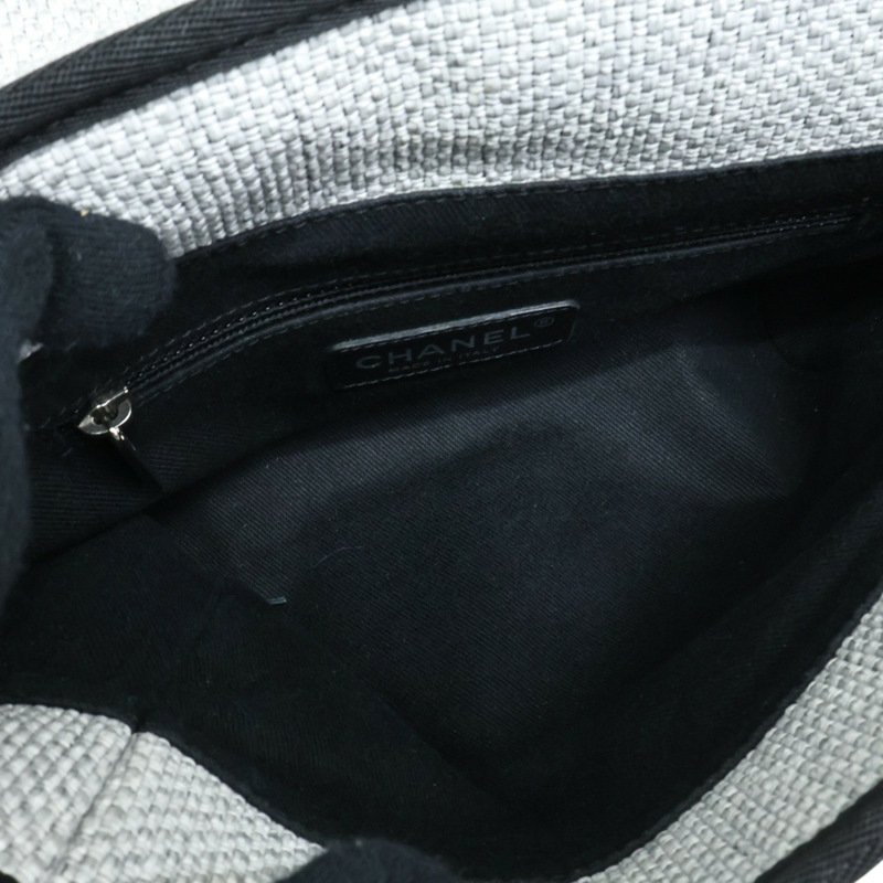 灰色 Deauville 沙灘肩背包 編織草編帆布（無卡）【CHANEL 香奈兒】 A93183-2