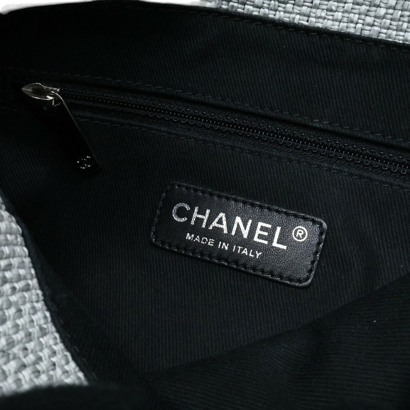灰色 Deauville 沙灘肩背包 編織草編帆布（無卡）【CHANEL 香奈兒】 A93183-3