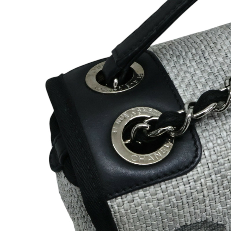 灰色 Deauville 沙灘肩背包 編織草編帆布（無卡）【CHANEL 香奈兒】 A93183-5