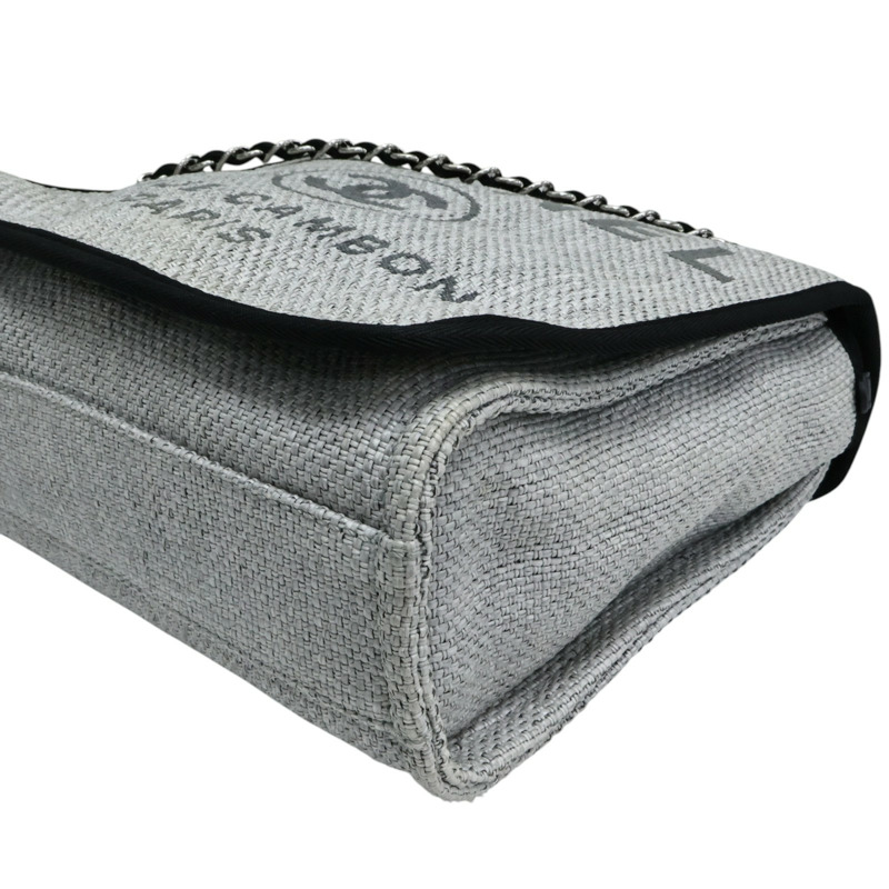 灰色 Deauville 沙灘肩背包 編織草編帆布（無卡）【CHANEL 香奈兒】 A93183-7